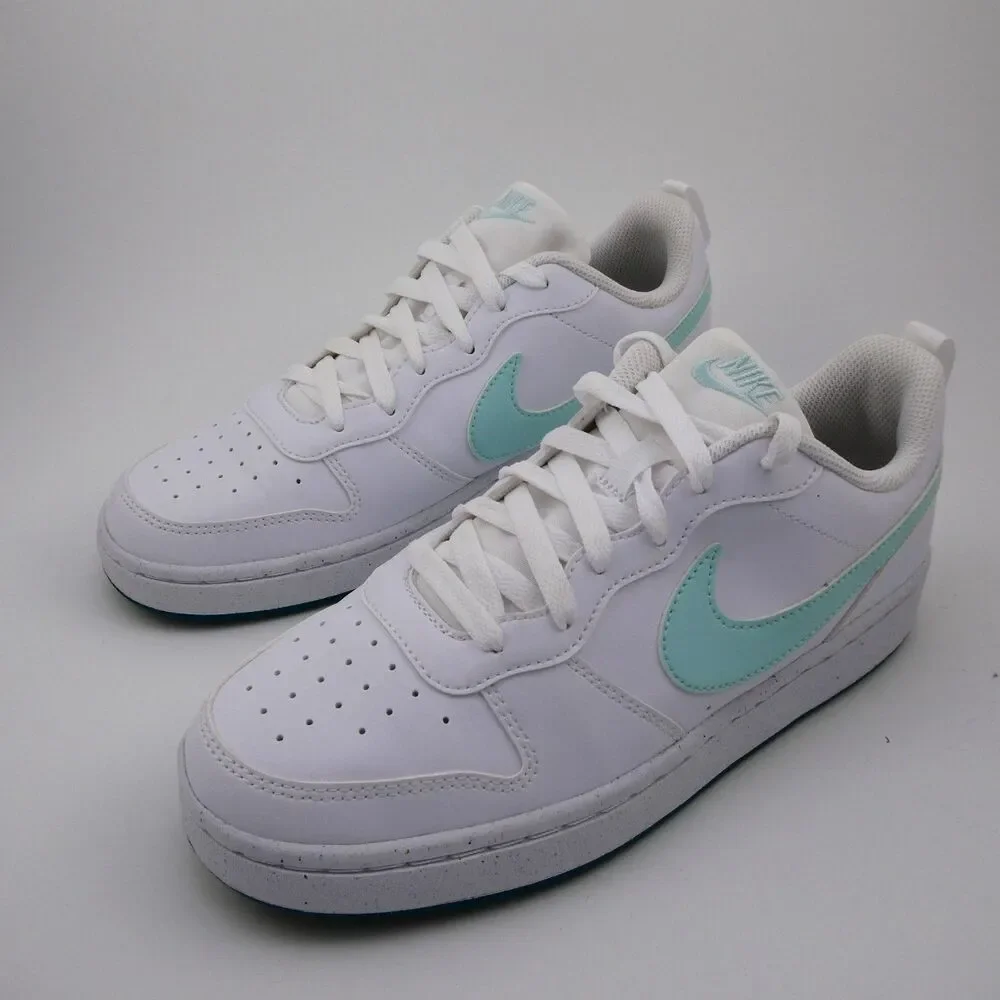 Nike Youth US 7 White Sneakers with Teal Accents Shoes DV5456-102 Excellent